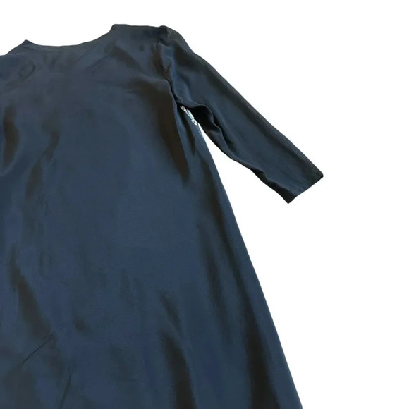 Reiss 1971 Black Silk Shift Dress Floral 3/4 Sleeve Flowy Party Size 4 Women's - Picture 9 of 12